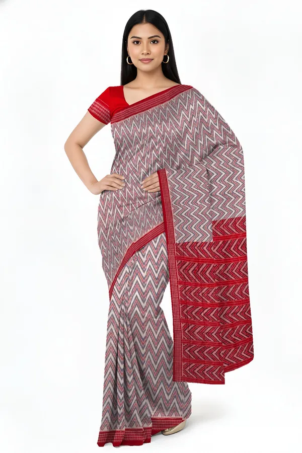 Red_White_Blue_Cotton_Body_Bandha_Saree_For_Women