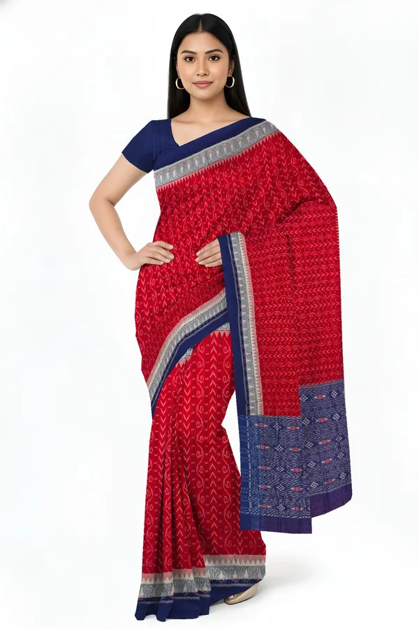 Red_Cotton_Handloom_Body_Bandha_Saree_For_Women