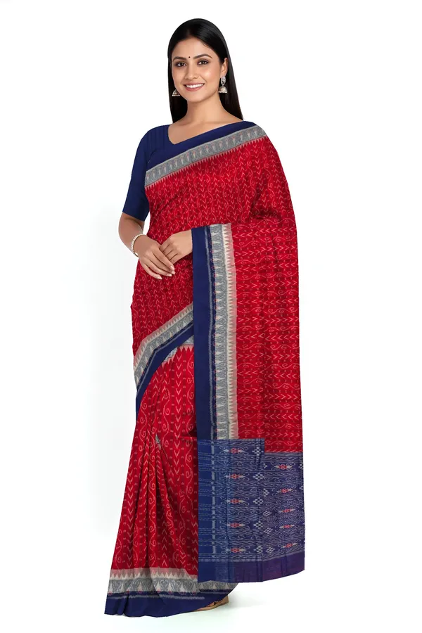 Red_Cotton_Handloom_Body_Bandha_Saree_For_Women