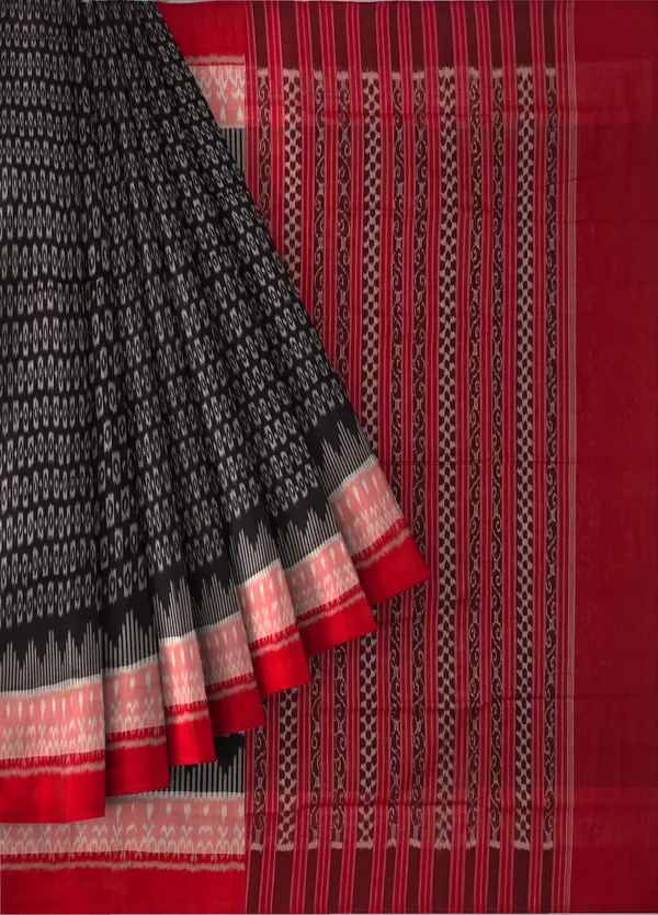 Dark_Coffee_Cotton_Border_Bandha_Saree_For_Women