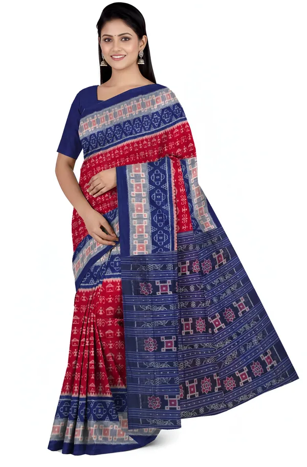 Maroon_Terracotta_Cotton_Handloom_Bandha_Saree_For_Women