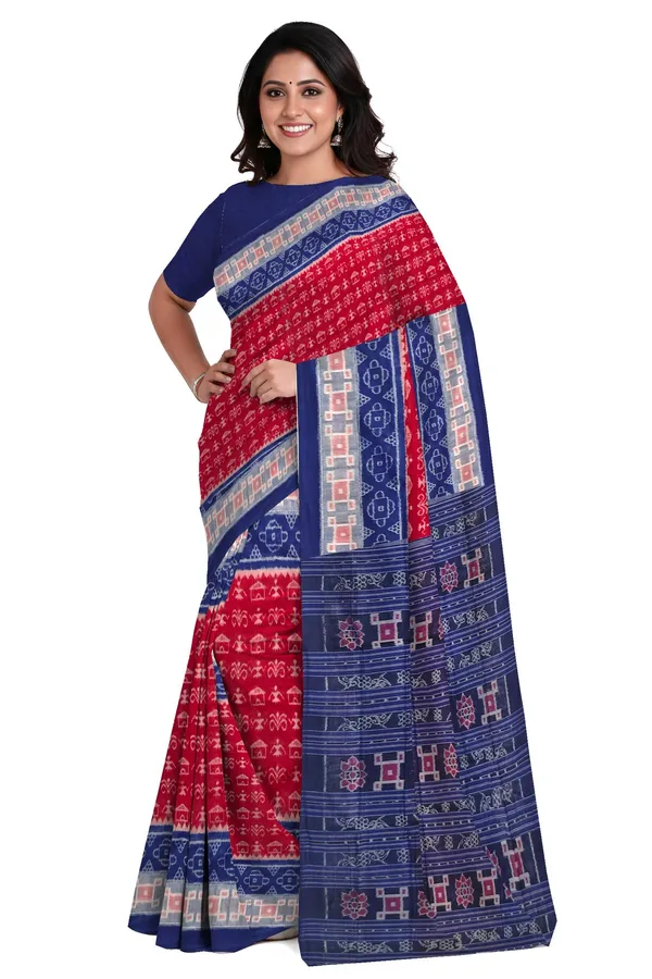 Maroon_Terracotta_Cotton_Handloom_Bandha_Saree_For_Women
