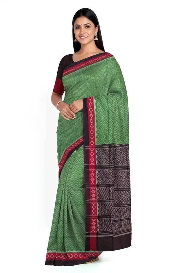 Olive_Green_Cotton_Body_Bandha_Saree_For_Women