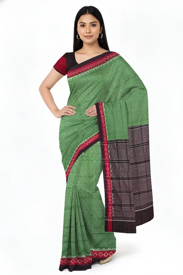 Olive_Green_Cotton_Body_Bandha_Saree_For_Women