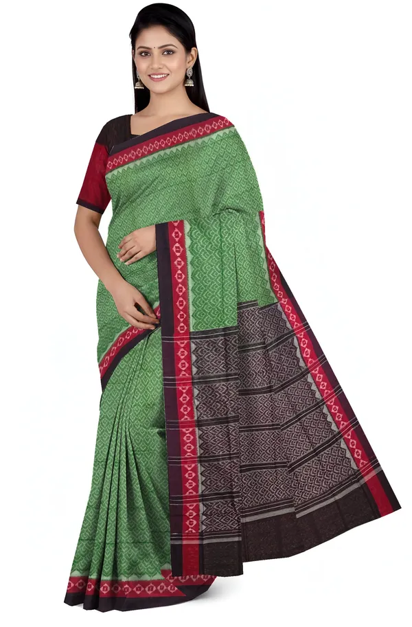 Olive_Green_Cotton_Body_Bandha_Saree_For_Women