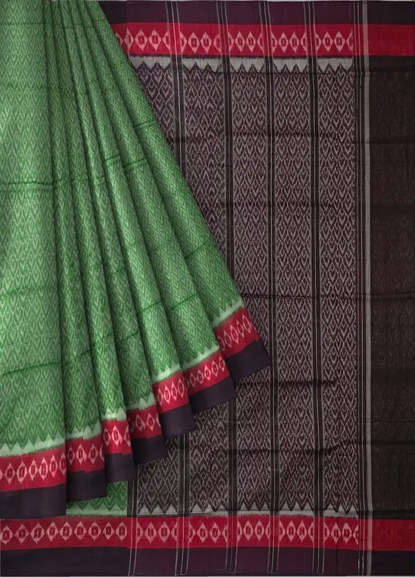 Olive_Green_Cotton_Body_Bandha_Saree_For_Women