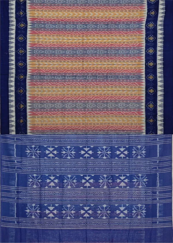 Blue_Red_Yellow_Cotton_Body_Bandha_Saree_For_Women