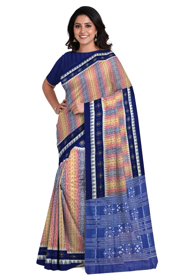 Blue_Red_Yellow_Cotton_Body_Bandha_Saree_For_Women