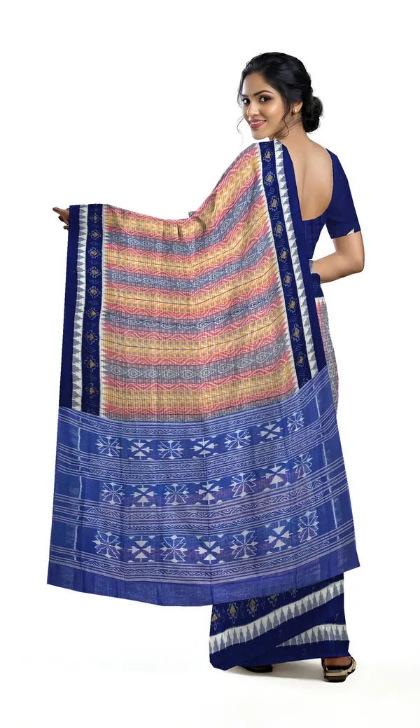 Blue_Red_Yellow_Cotton_Body_Bandha_Saree_For_Women
