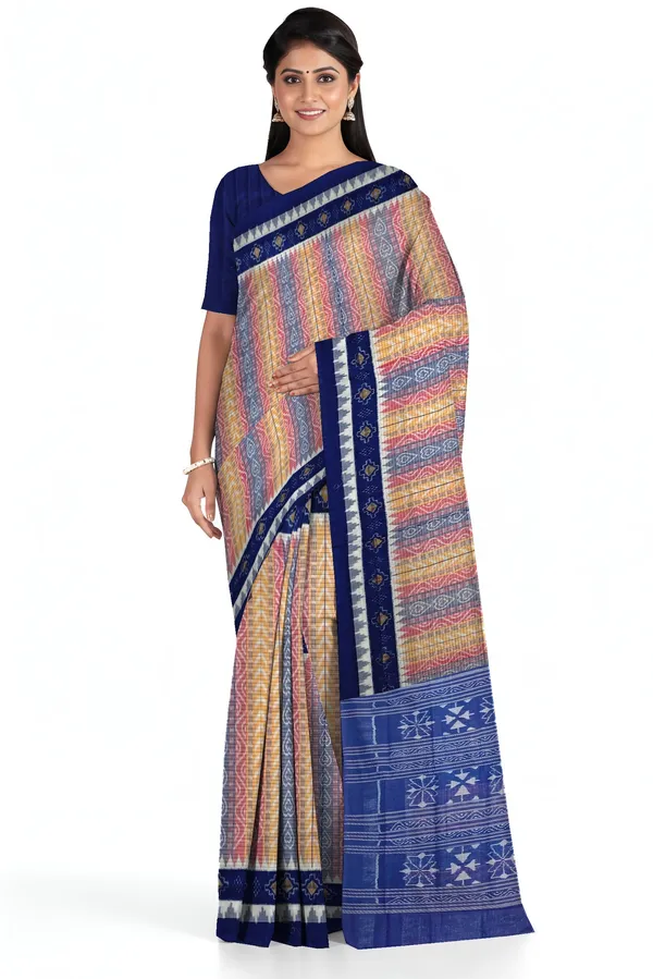 Blue_Red_Yellow_Cotton_Body_Bandha_Saree_For_Women