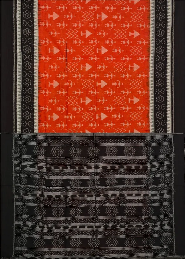 Orange_Terracotta_Cotton_Handloom_Bandha_Saree_For_Women