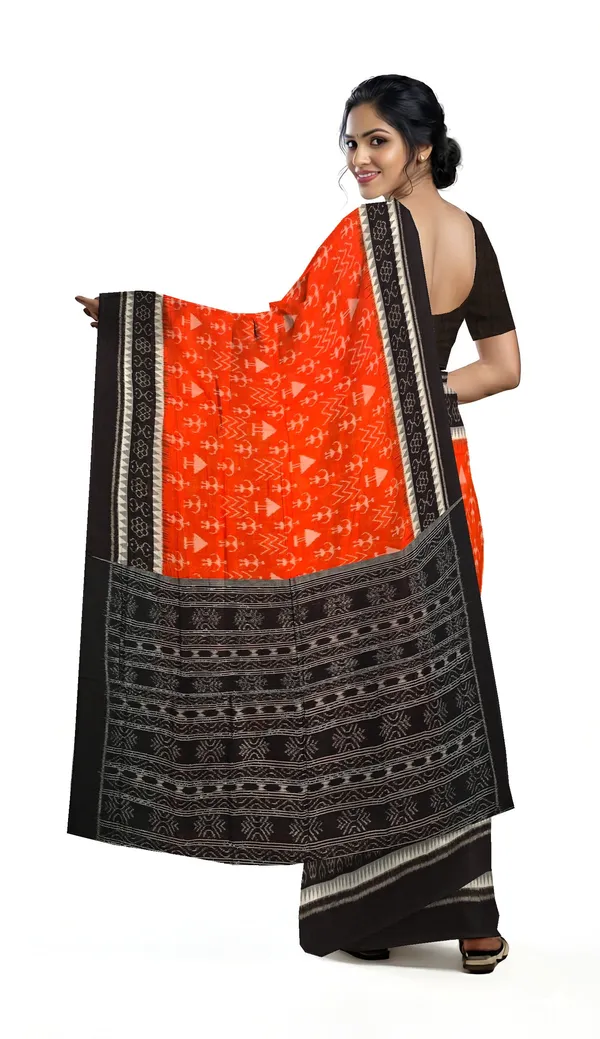 Orange_Terracotta_Cotton_Handloom_Bandha_Saree_For_Women