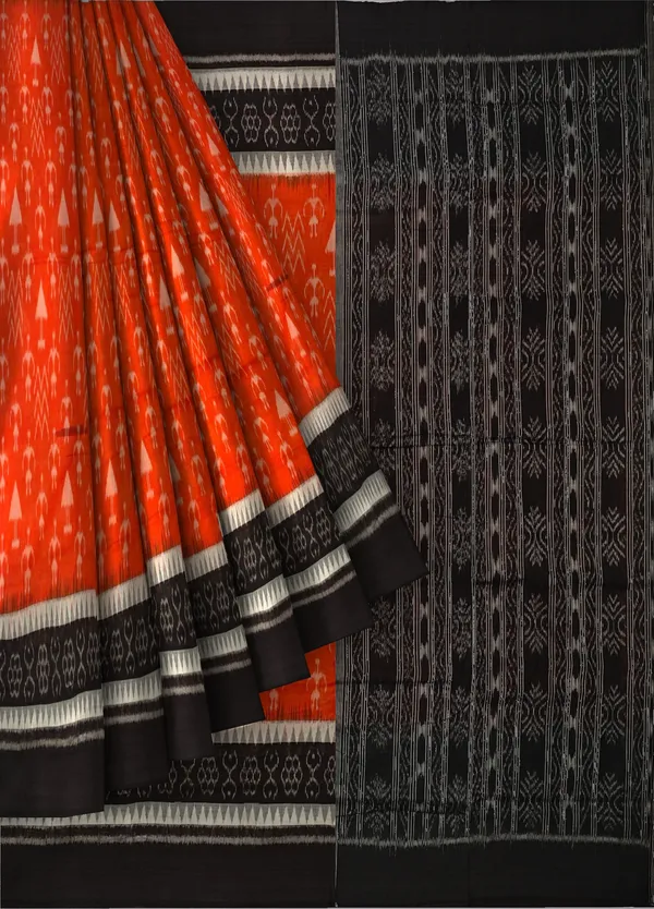 Orange_Terracotta_Cotton_Handloom_Bandha_Saree_For_Women