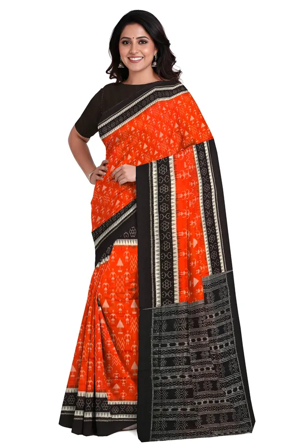 Orange_Terracotta_Cotton_Handloom_Bandha_Saree_For_Women