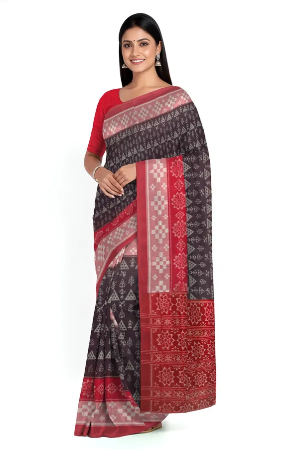Deep_Coffee_Cotton_Handloom_Body_Bandha_Saree_For_Women