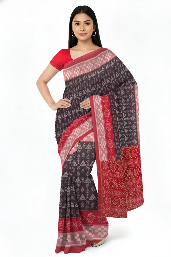 Deep_Coffee_Cotton_Handloom_Body_Bandha_Saree_For_Women
