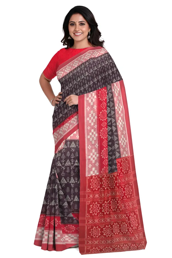 Deep_Coffee_Cotton_Handloom_Body_Bandha_Saree_For_Women