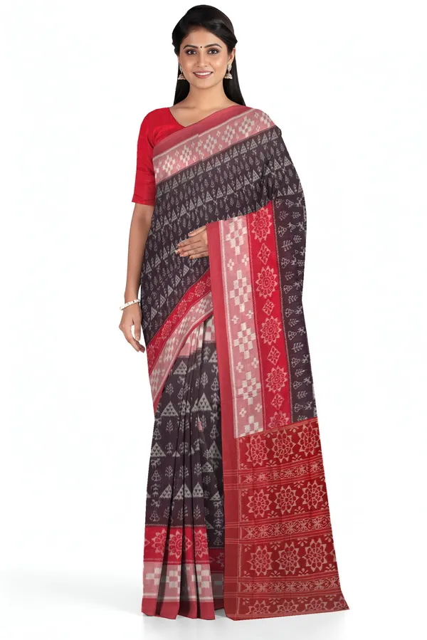 Deep_Coffee_Cotton_Handloom_Body_Bandha_Saree_For_Women