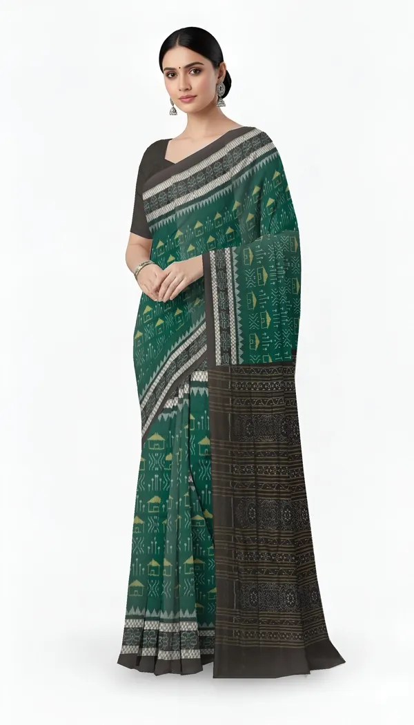 Green_Cotton_Handloom_Body_Bandha_Saree_For_Women