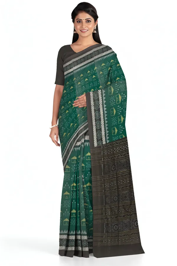 Green_Cotton_Handloom_Body_Bandha_Saree_For_Women
