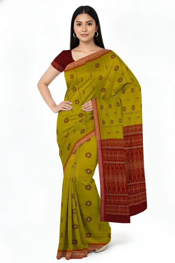 Lemon_Green_Bomkai_Sambalapuri_Saree