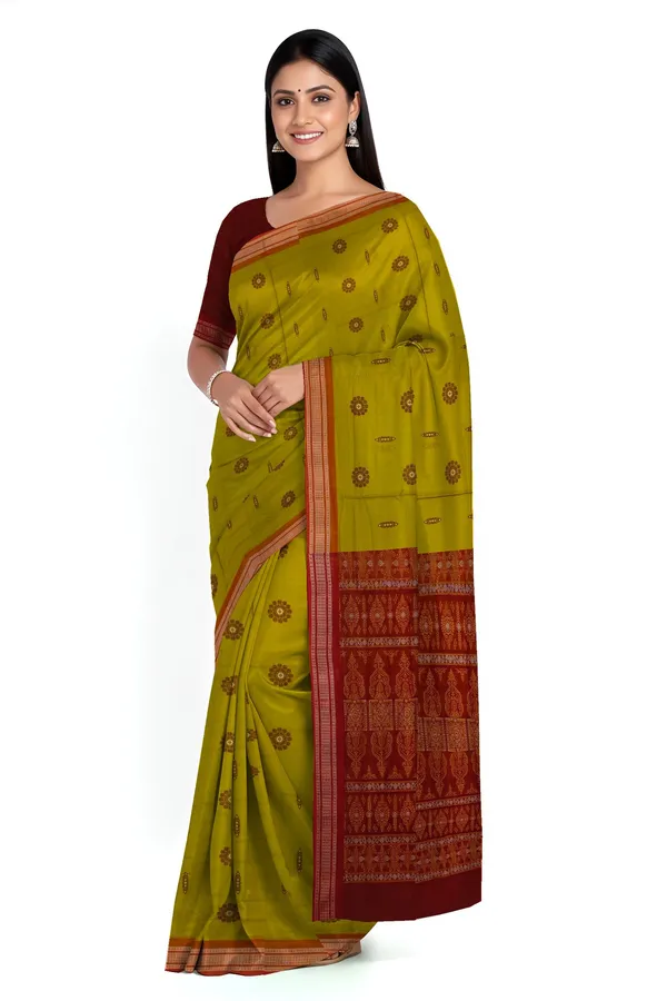Lemon_Green_Bomkai_Sambalapuri_Saree