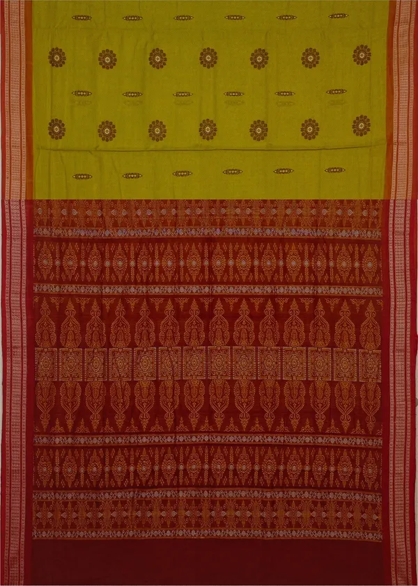 Lemon_Green_Bomkai_Sambalapuri_Saree