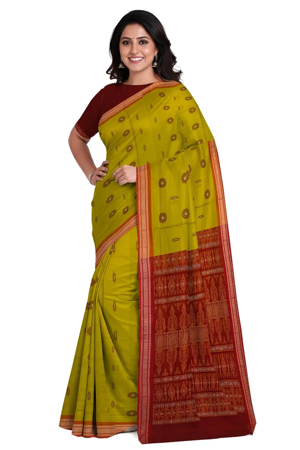 Lemon_Green_Bomkai_Sambalapuri_Saree
