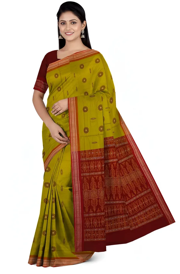 Lemon_Green_Bomkai_Sambalapuri_Saree