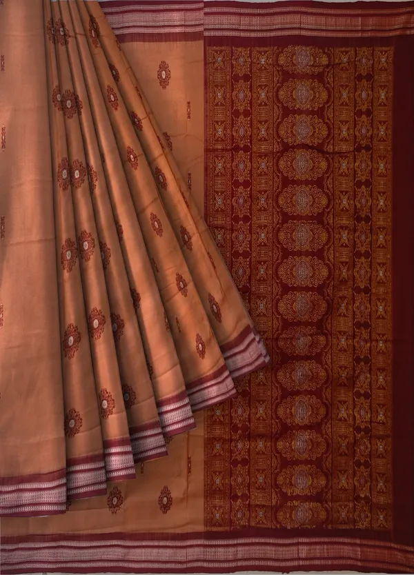 Deep_Coral_Cotton_Bomkai_Sambalapuri_Saree_For_Women