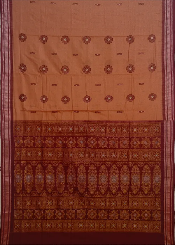 Deep_Coral_Cotton_Bomkai_Sambalapuri_Saree_For_Women