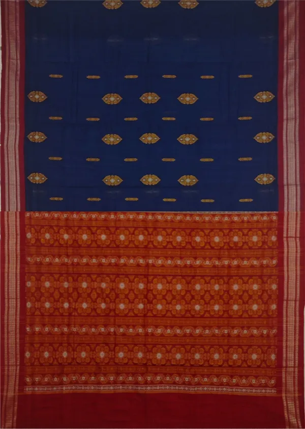 Blue_Cotton_Handloom_Bomkai_Sambalpuri_Saree_For_Women