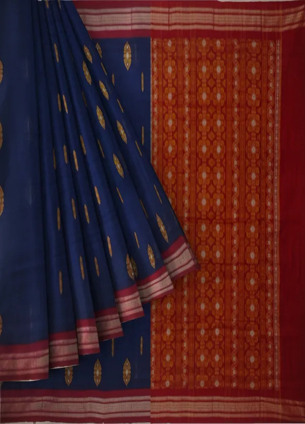 Blue_Cotton_Handloom_Bomkai_Sambalpuri_Saree_For_Women