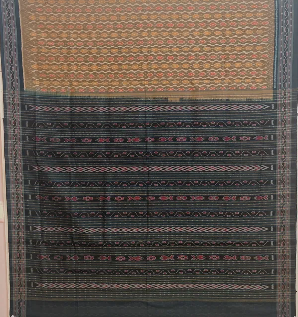 Golden_Brown_Cotton_Handloom_Body_Bandha_Saree_For_Women