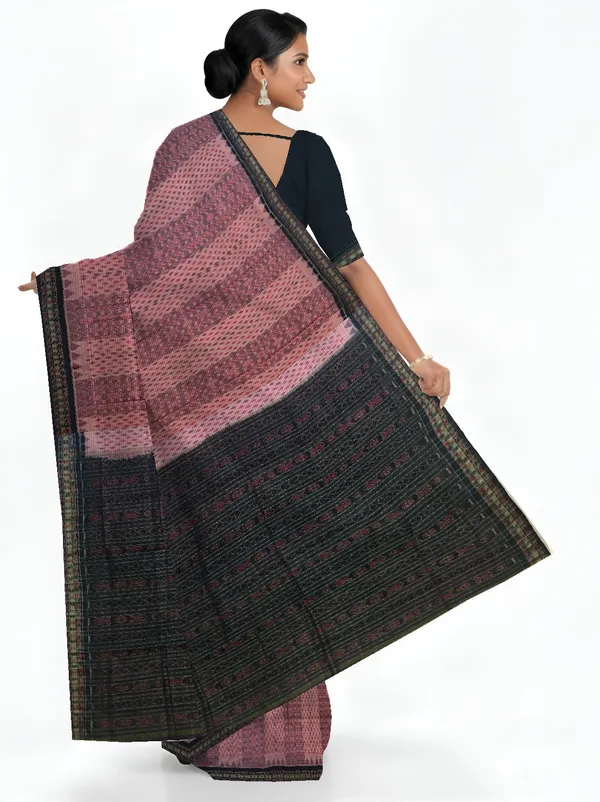 Rose_Pink_Cotton_Body_Bandha_Handloom_Saree_For_Women