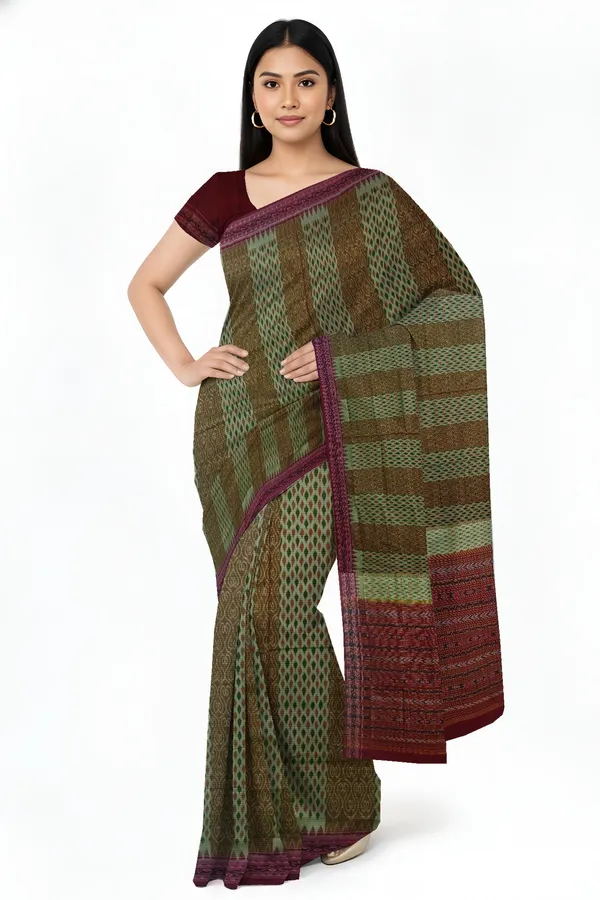 Deep_Moss_Green_Cotton_Traditional_Body_Bandha_Saree_For_Women