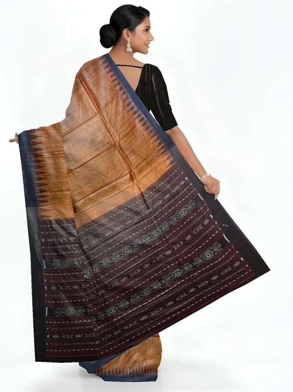 Golden_Brown_Silk_Handloom_Temple_Border_Kotpad_Saree_For_Women