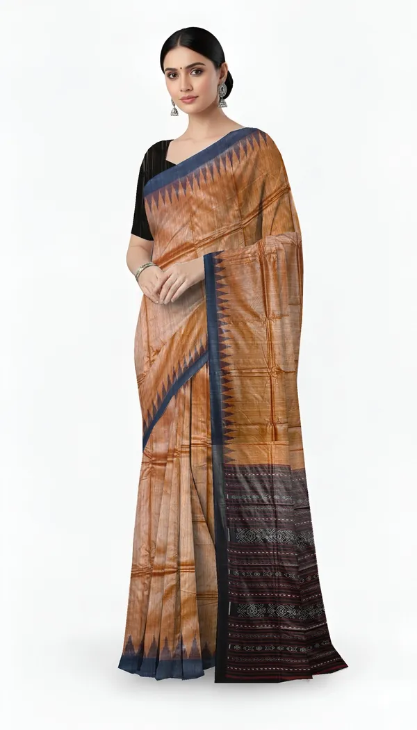 Golden_Brown_Silk_Handloom_Temple_Border_Kotpad_Saree_For_Women