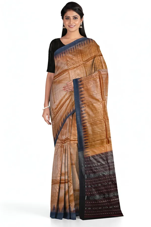 Golden_Brown_Silk_Handloom_Temple_Border_Kotpad_Saree_For_Women
