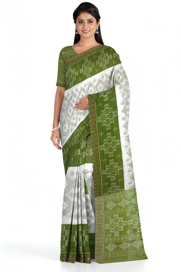 White_Cotton_Mania_Bandha_Katiki_Saree_For_Women