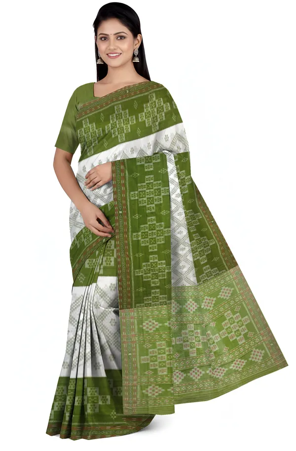 White_Cotton_Mania_Bandha_Katiki_Saree_For_Women