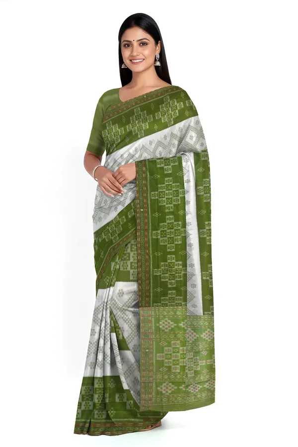 White_Cotton_Mania_Bandha_Katiki_Saree_For_Women