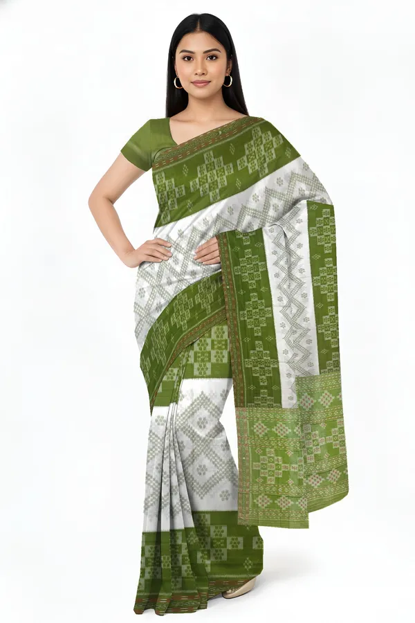 White_Cotton_Mania_Bandha_Katiki_Saree_For_Women