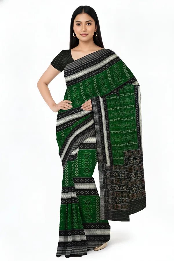 White_Cotton_Handloom_Mania_Bandha_Katiki_Saree_For_Women