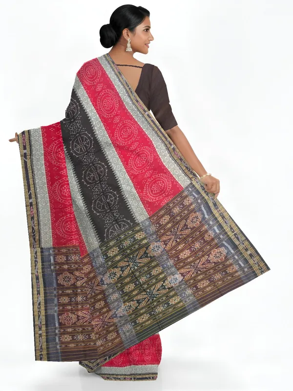 Red_And_White_Cotton_Mania_Bandha_Katiki_Saree_For_Women