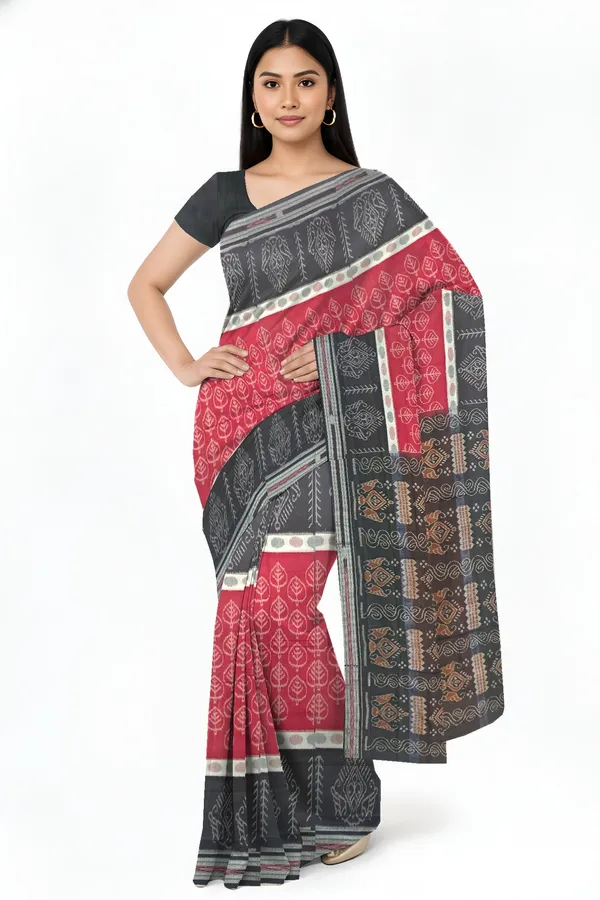 Maroon_And_White_Cotton_Mania_Bandha_Katiki_Saree_For_Women