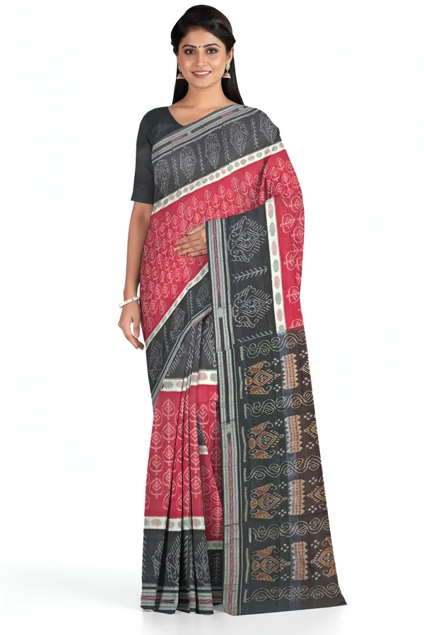 Maroon_And_White_Cotton_Mania_Bandha_Katiki_Saree_For_Women