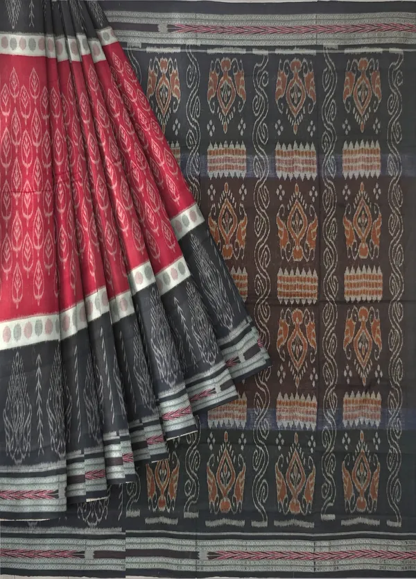 Maroon_And_White_Cotton_Mania_Bandha_Katiki_Saree_For_Women
