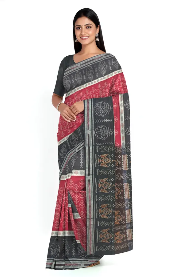 Maroon_And_White_Cotton_Mania_Bandha_Katiki_Saree_For_Women