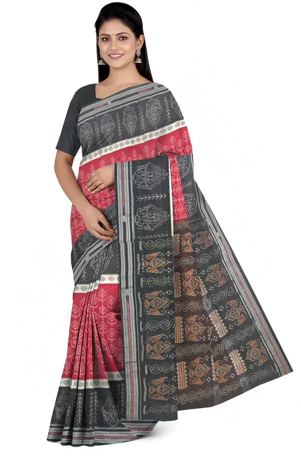 Maroon_And_White_Cotton_Mania_Bandha_Katiki_Saree_For_Women